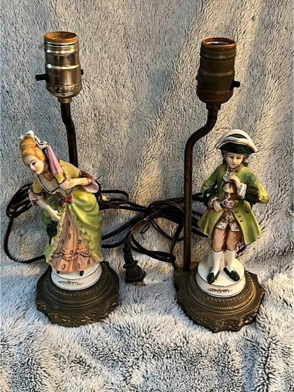 Figurine Table Lamps Green & Gold